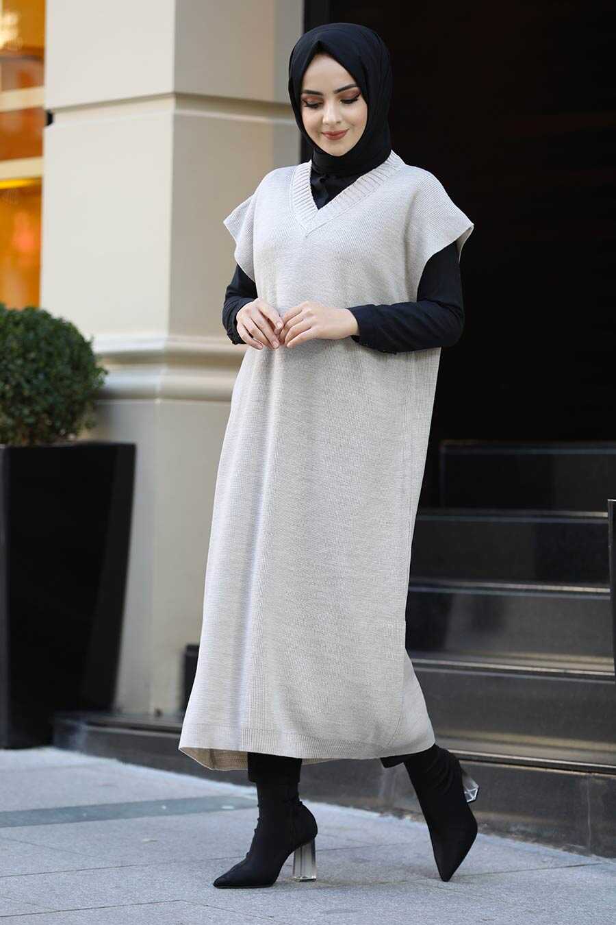 Beige Hijab Sweater 10111BEJ - Neva-style.com