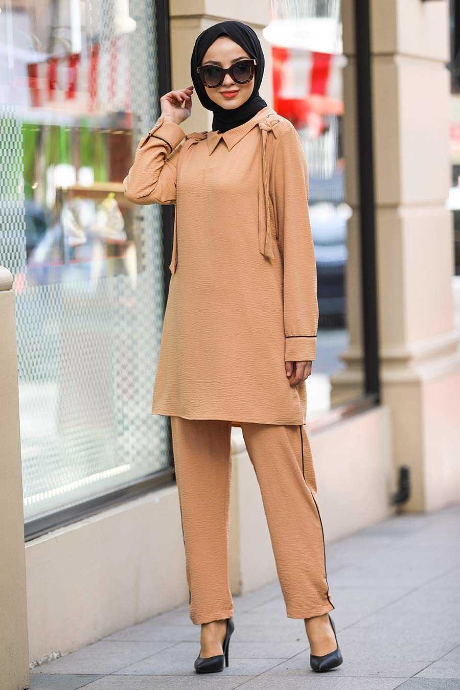 Biscuit Hijab Dual Suit Dress 10103BS - Neva-style.com