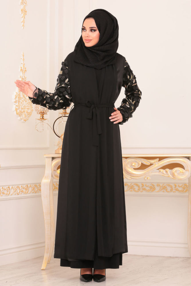 Neva Style - Black Hijab Abaya 9037S - Neva-style.com