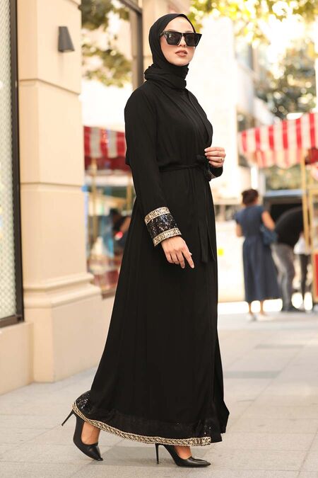 Black Hijab Abaya 9153S - Neva-style.com