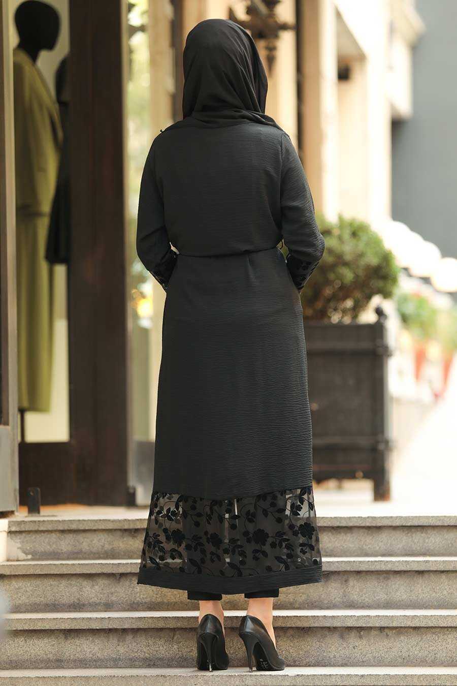 Black Hijab Abaya Suit 221146S - Neva-style.com