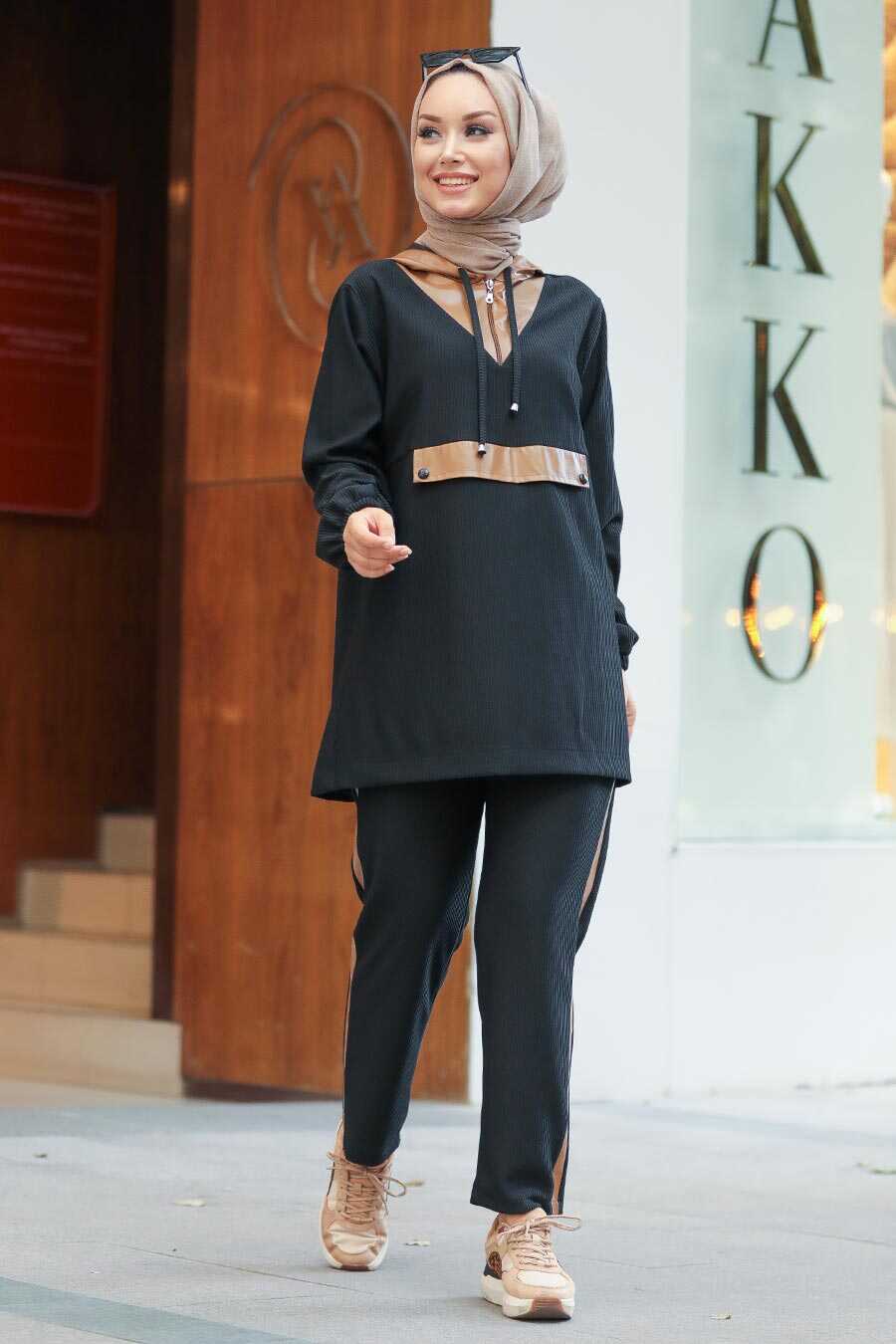 Black Hijab Casual Suit 12950S - Neva-style.com