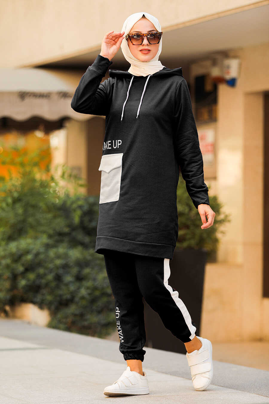 Black Hijab Casual Suit 40210S - Neva-style.com