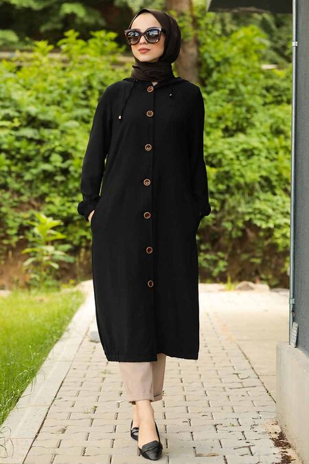 Black Hijab Coat 10155S - Neva-style.com