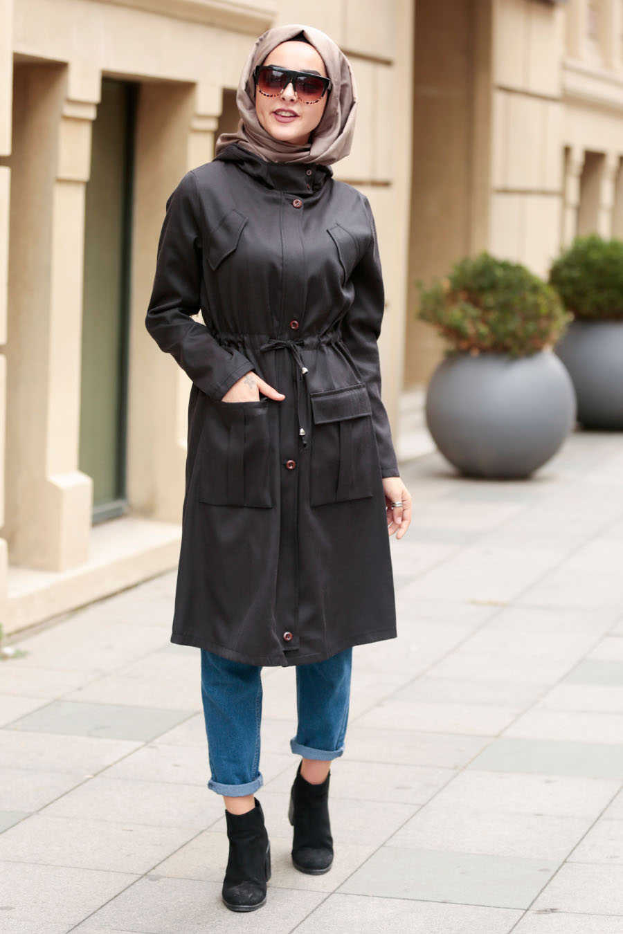 Black Hijab Coat 2469S - Neva-style.com