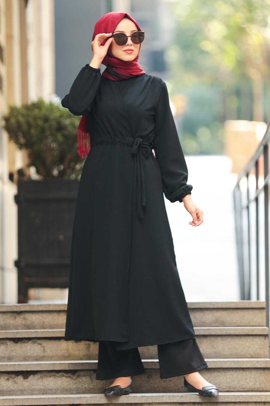 Black Hijab Coat 3745S - Neva-style.com