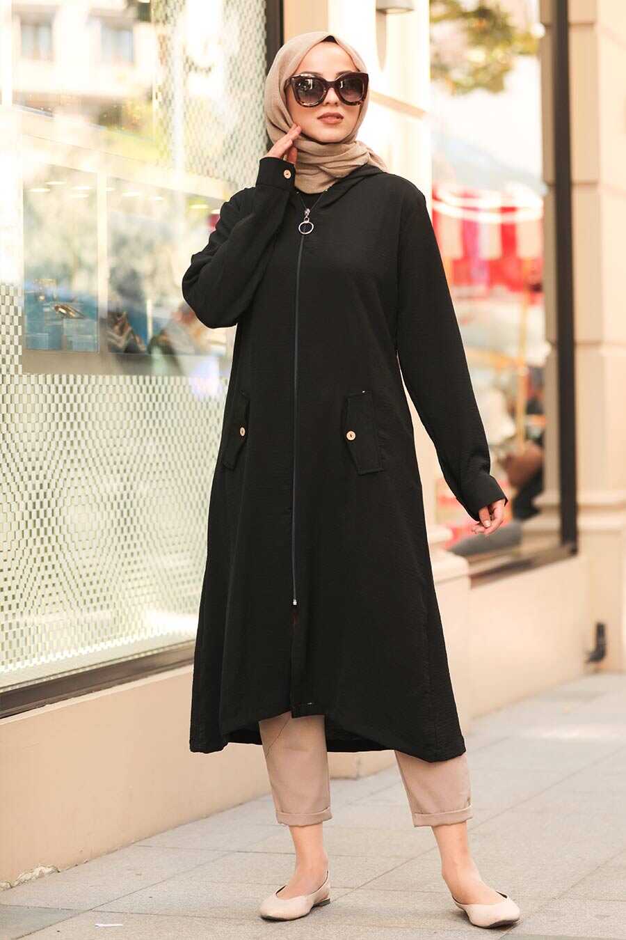 Black Hijab Coat 51010S - Neva-style.com