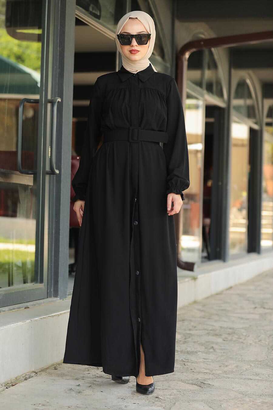 Black Hijab Daily Dress 12580S