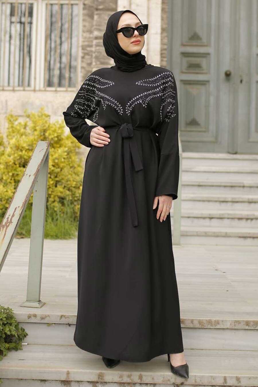 Black hijab dress 32290S