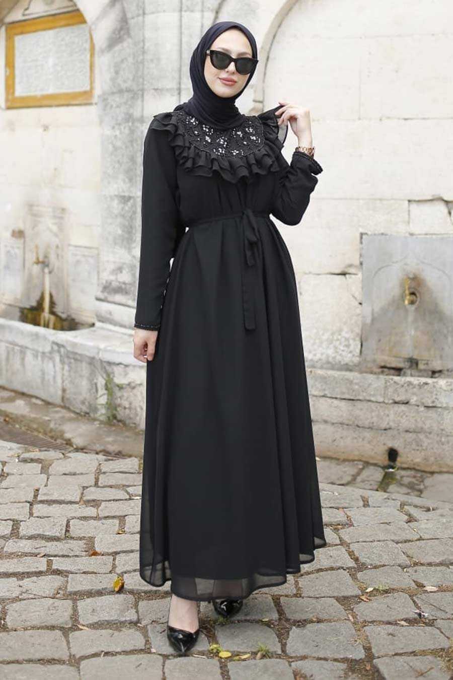 Black hijab dress 3329S