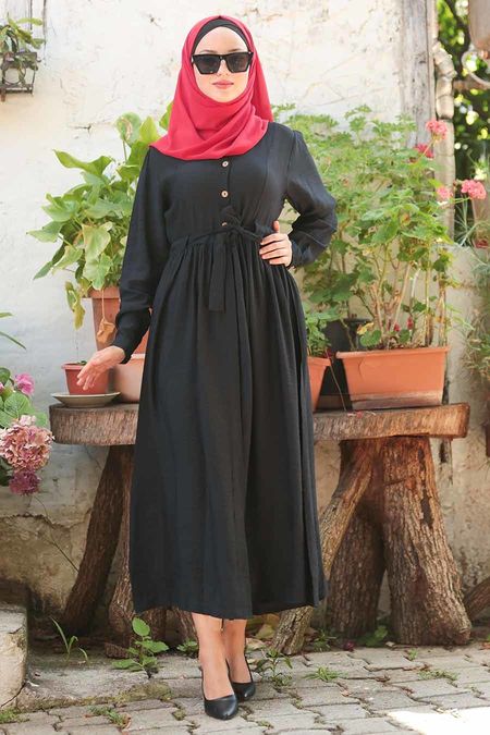 Black Hijab Dress 3957S - Neva-style.com