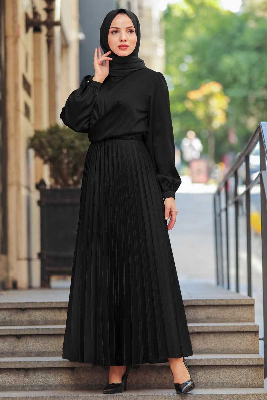 Black Hijab Dual Suit Dress 1180S - Neva-style.com