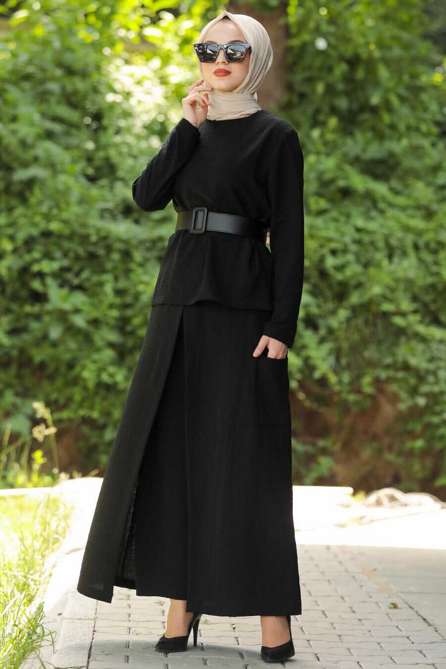 Black Hijab Dual Suit Dress 12801S - Neva-style.com