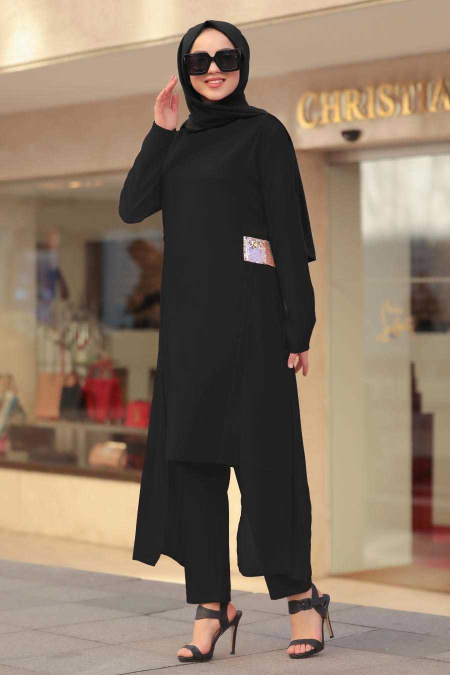 Black Hijab Dual Suit Dress 5522S - Neva-style.com