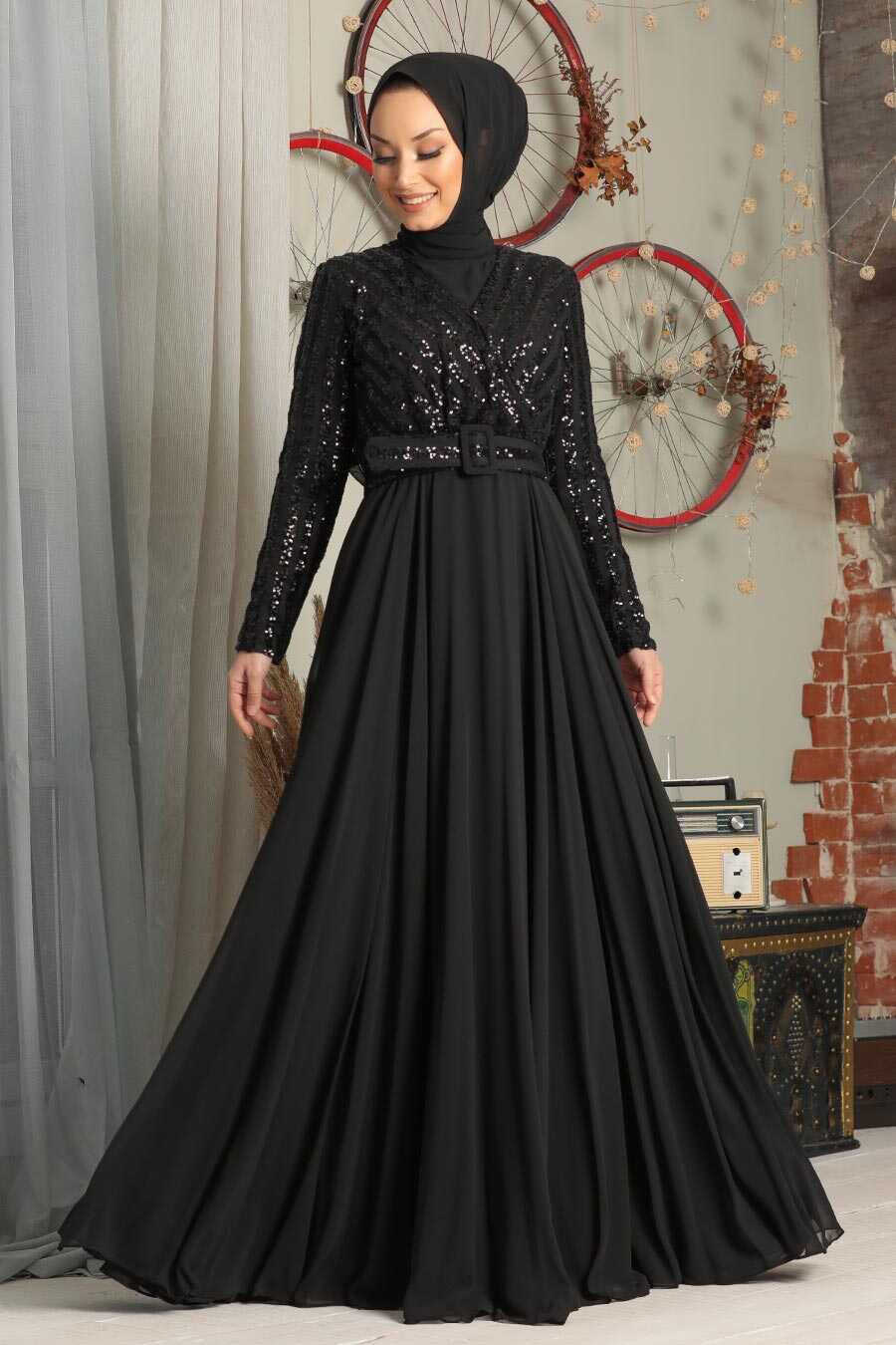 Black Hijab Evening Dress 3316S - Neva-style.com