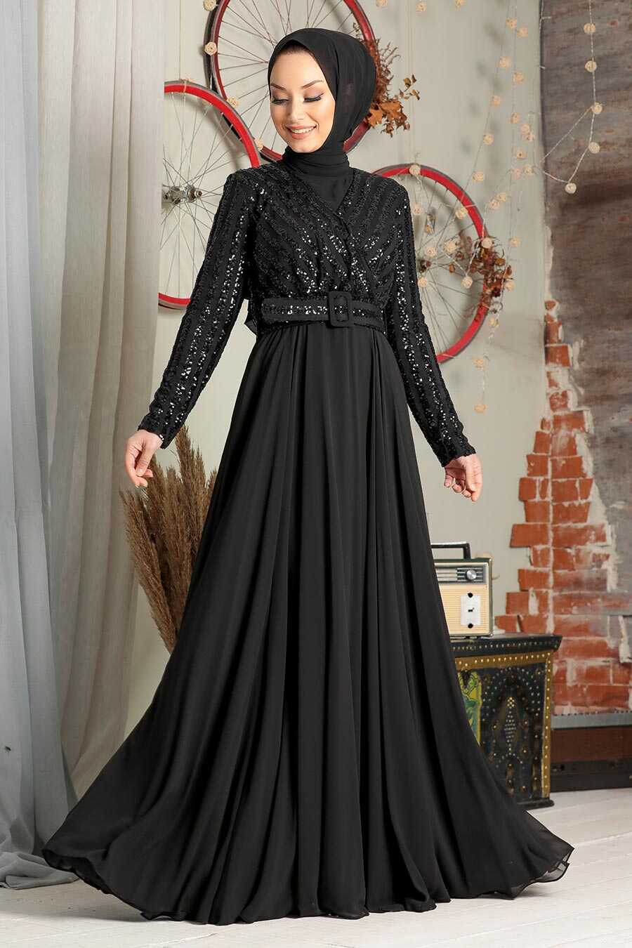 Black Hijab Evening Dress 3316S - Neva-style.com