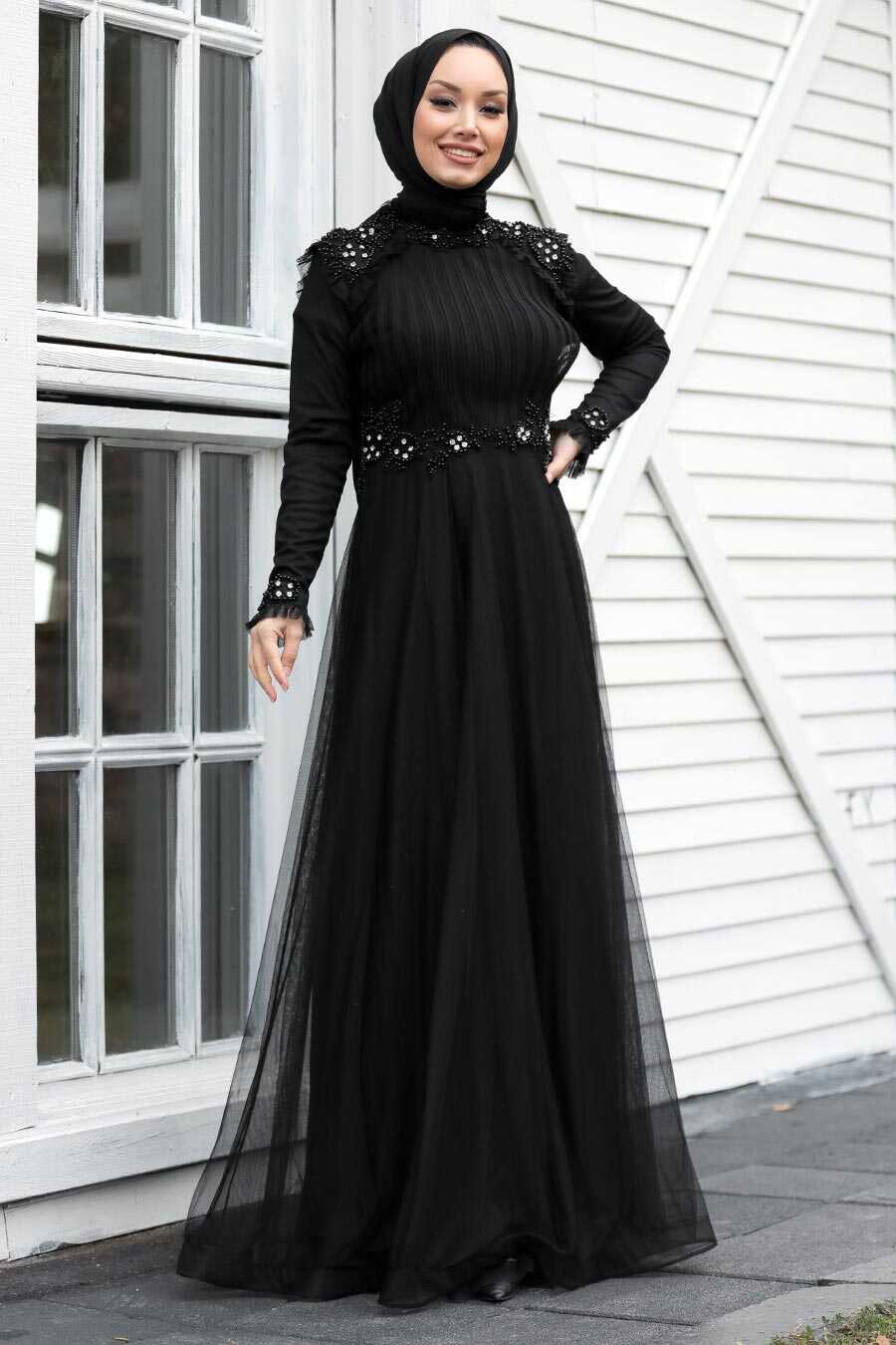 Black Hijab Evening Dress 3485S - Neva-style.com