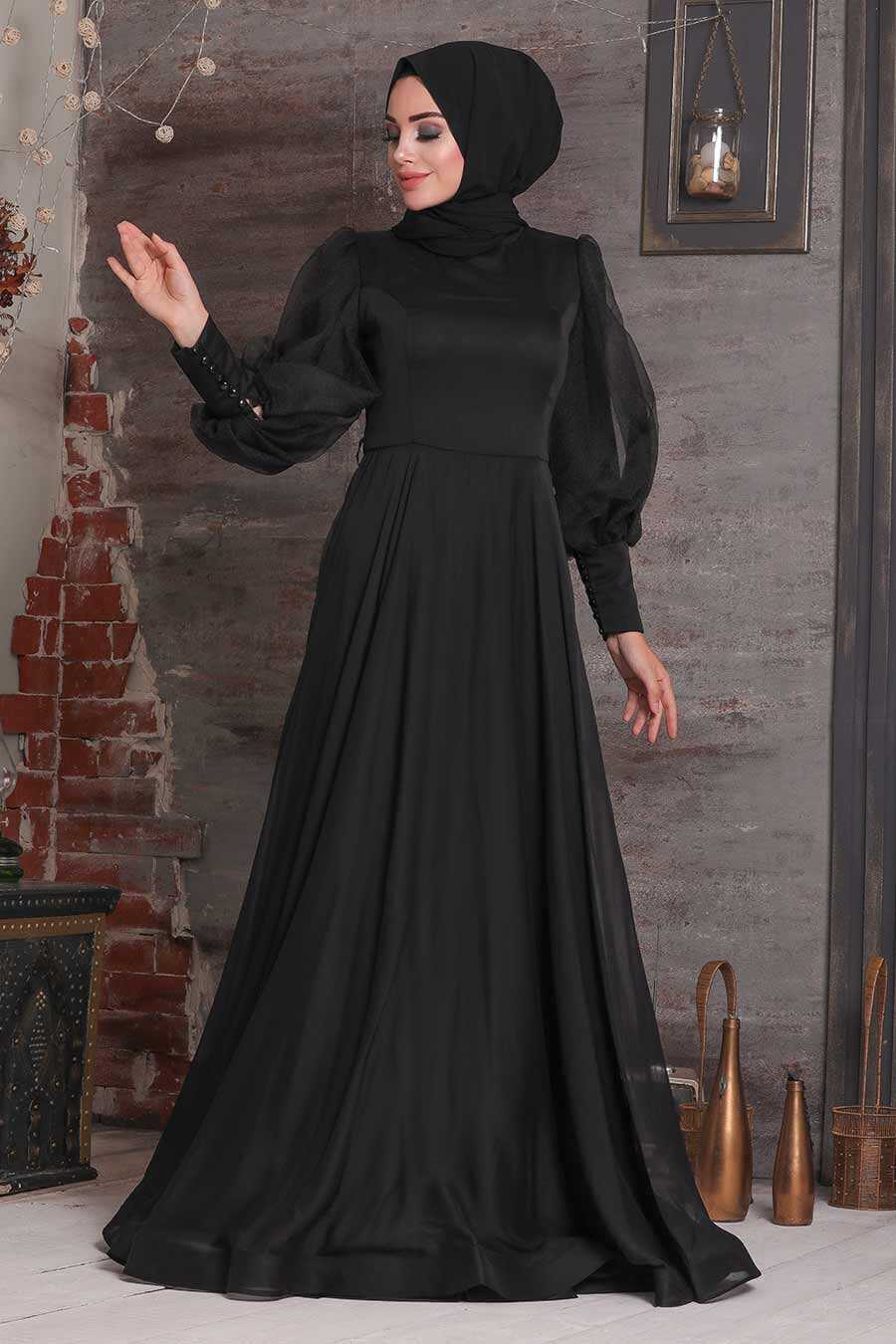 Black Hijab Evening Dress 4034S
