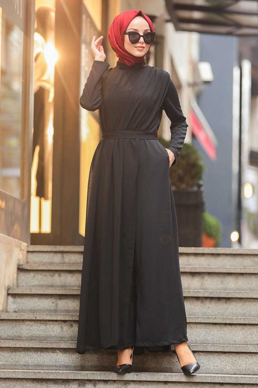Black Hijab Evening Jumpsuit 51182S - Neva-style.com