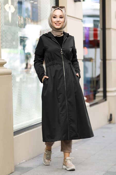 Black Hijab Trenchcoat 8895S - Neva-style.com