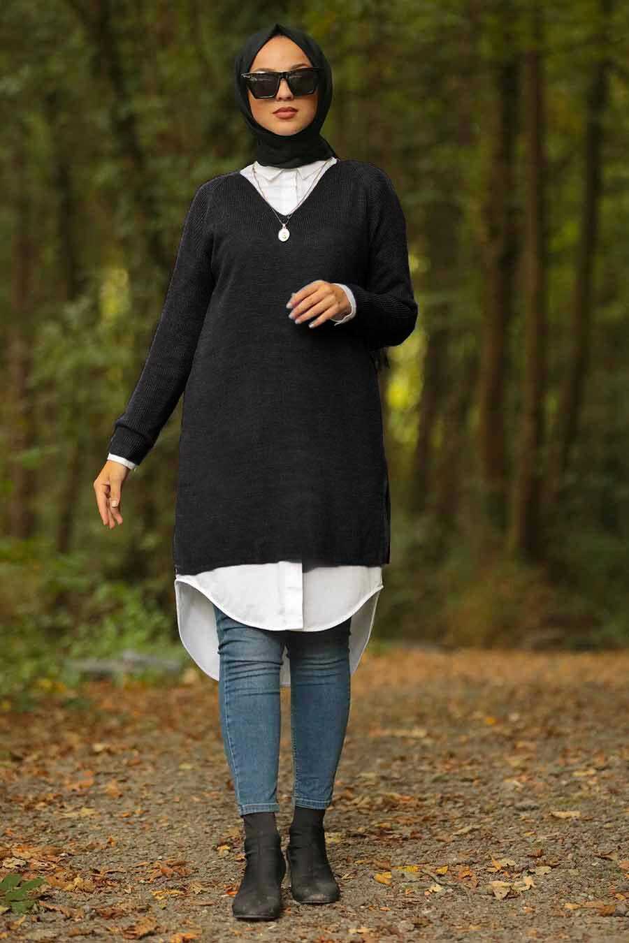 Black Hijab Tunic 20221S - Neva-style.com