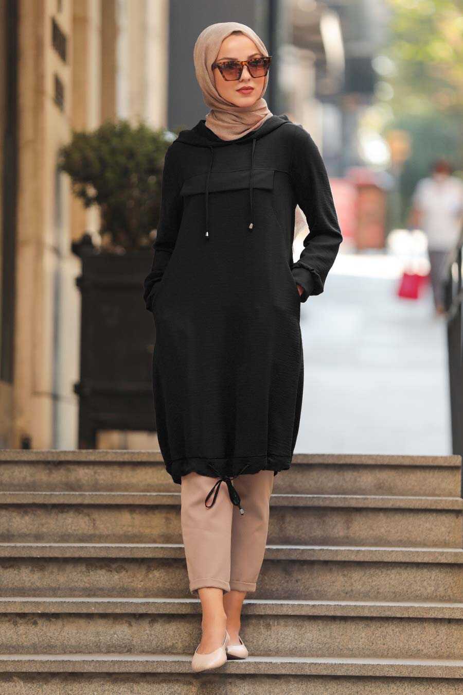 Black Hijab Tunic 22850S - Neva-style.com