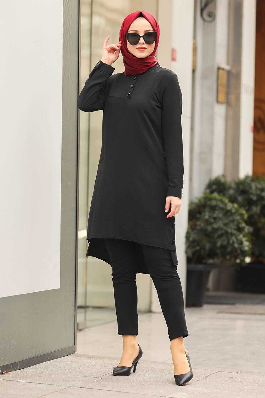 Black Hijab Tunic 464S - Neva-style.com