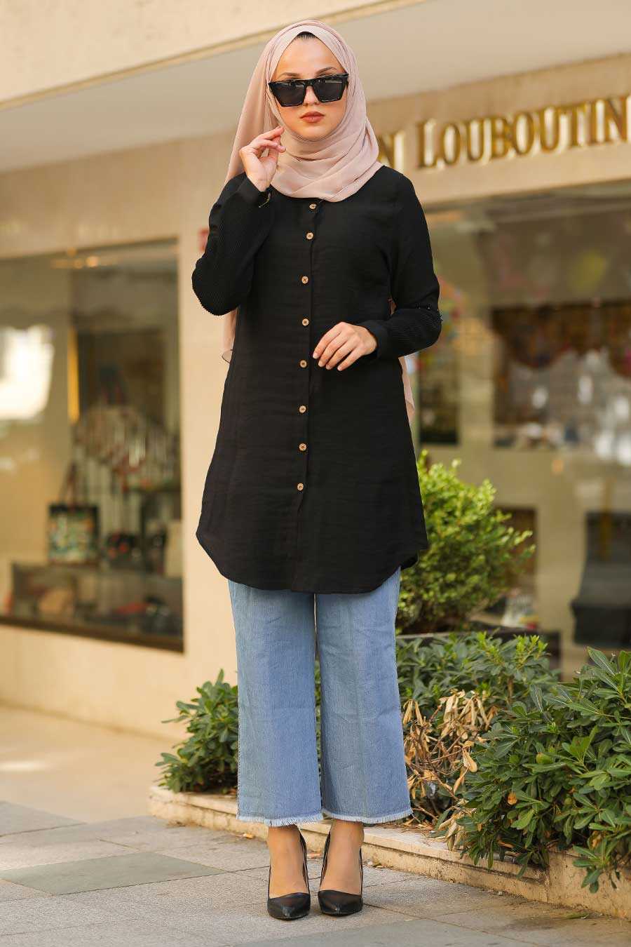 Black Hijab Shirt 39701S - Neva-style.com