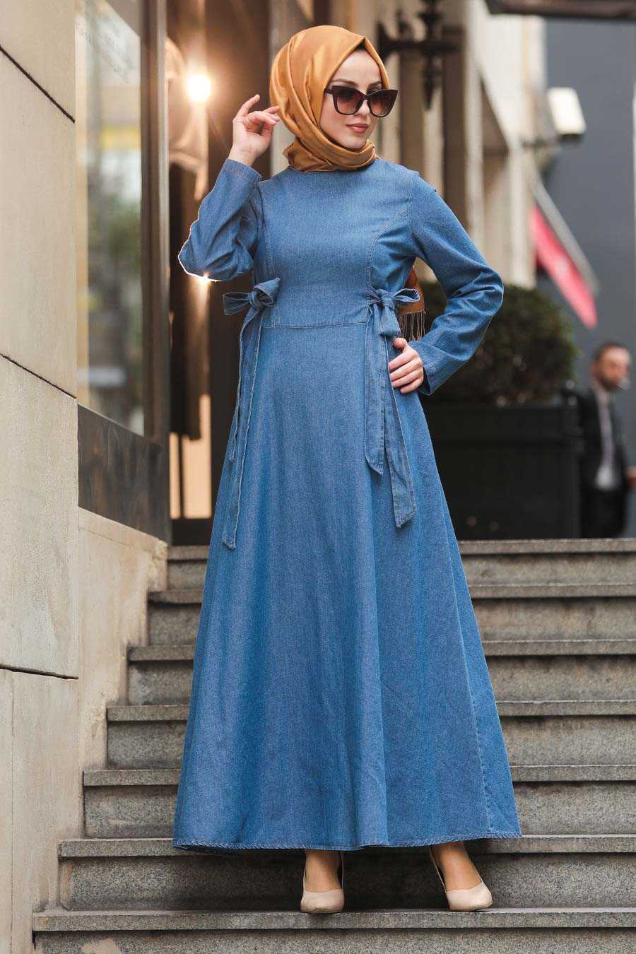 Blue Hijab Denim Dress 43190M - Neva-style.com