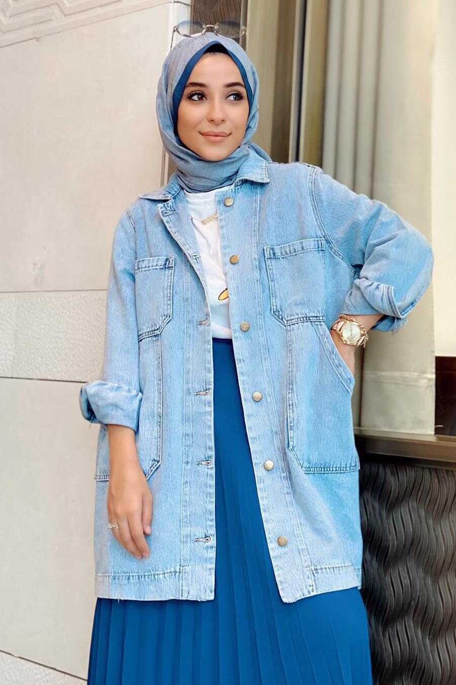 Denim Jacket Style Jeans Hijab Jaket Muslimah Long Mustard Jacket