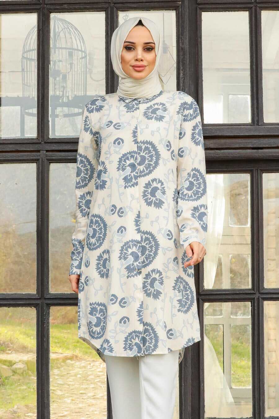 Blue Hijab Tunic 11536M - Neva-style.com