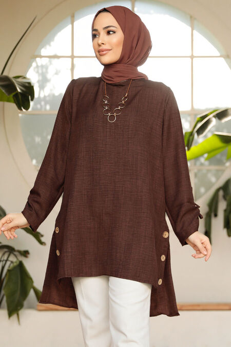 Brown Modest Tunic 41281KH - NEVA STYLE