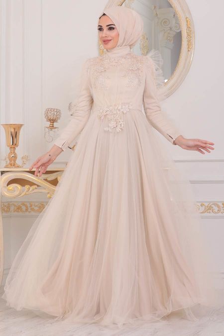 cream evening dress