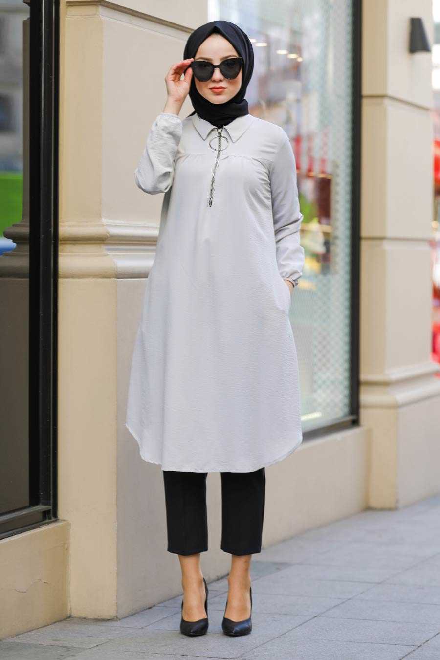 Cream Hijab Tunic 467KR - Neva-style.com