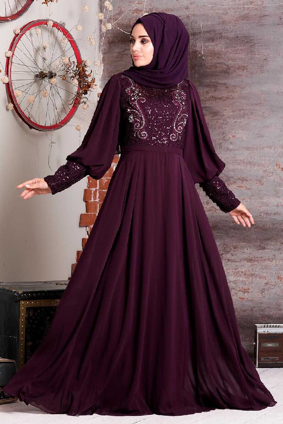 dark purple evening dress