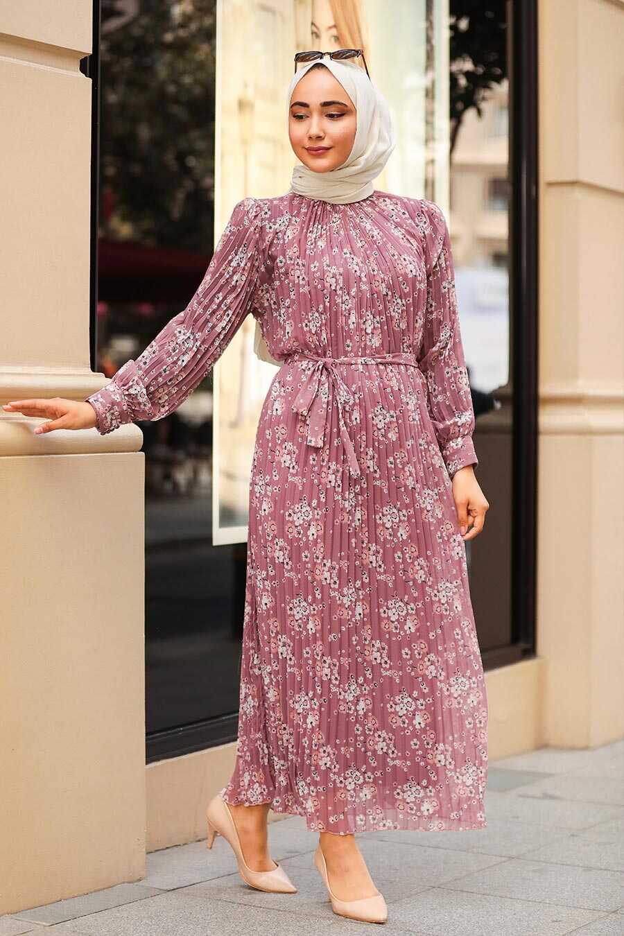 Dusty Rose Hijab Dress 33254GK - Neva-style.com