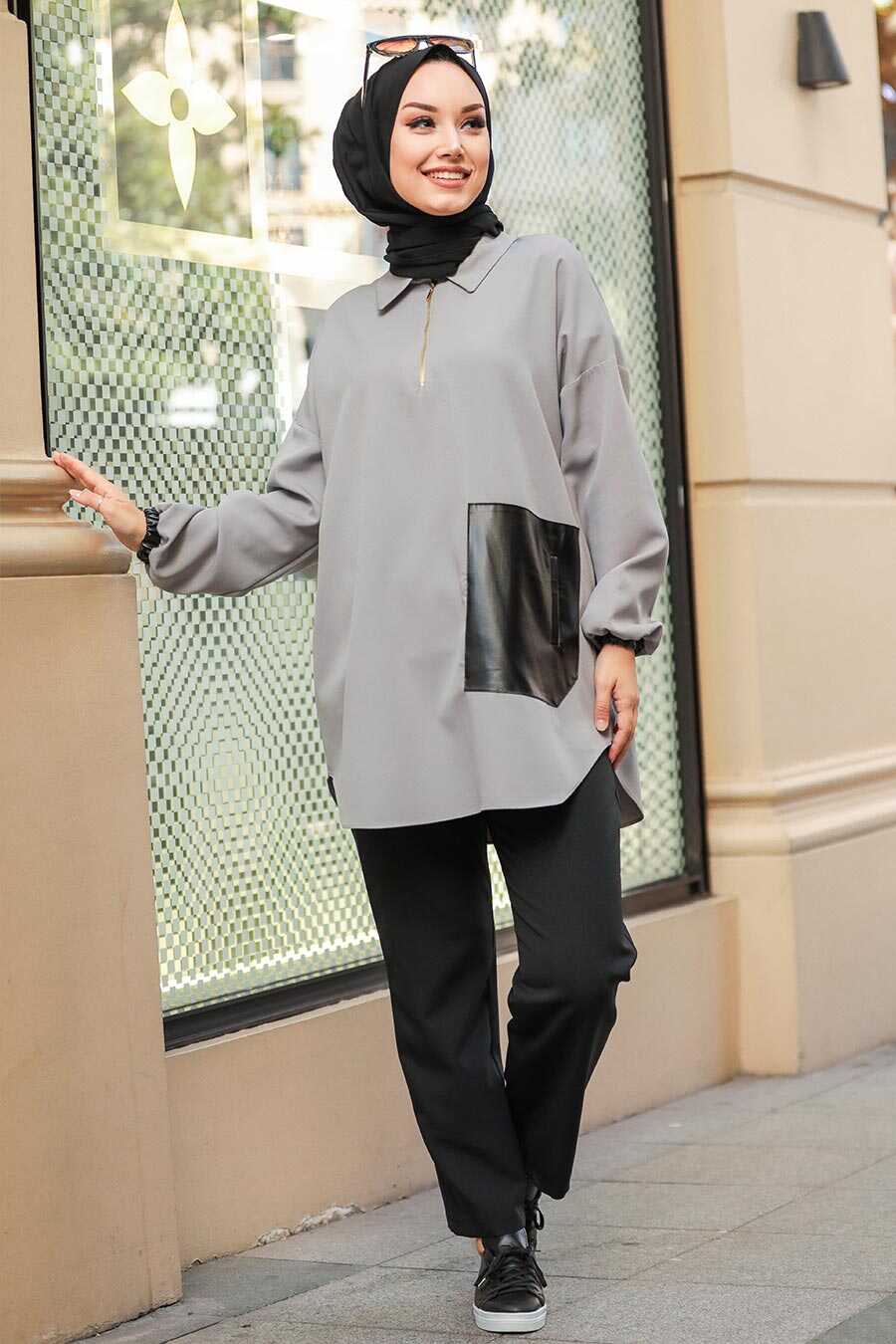 Grey Hijab Suit 1301GR - Neva-style.com