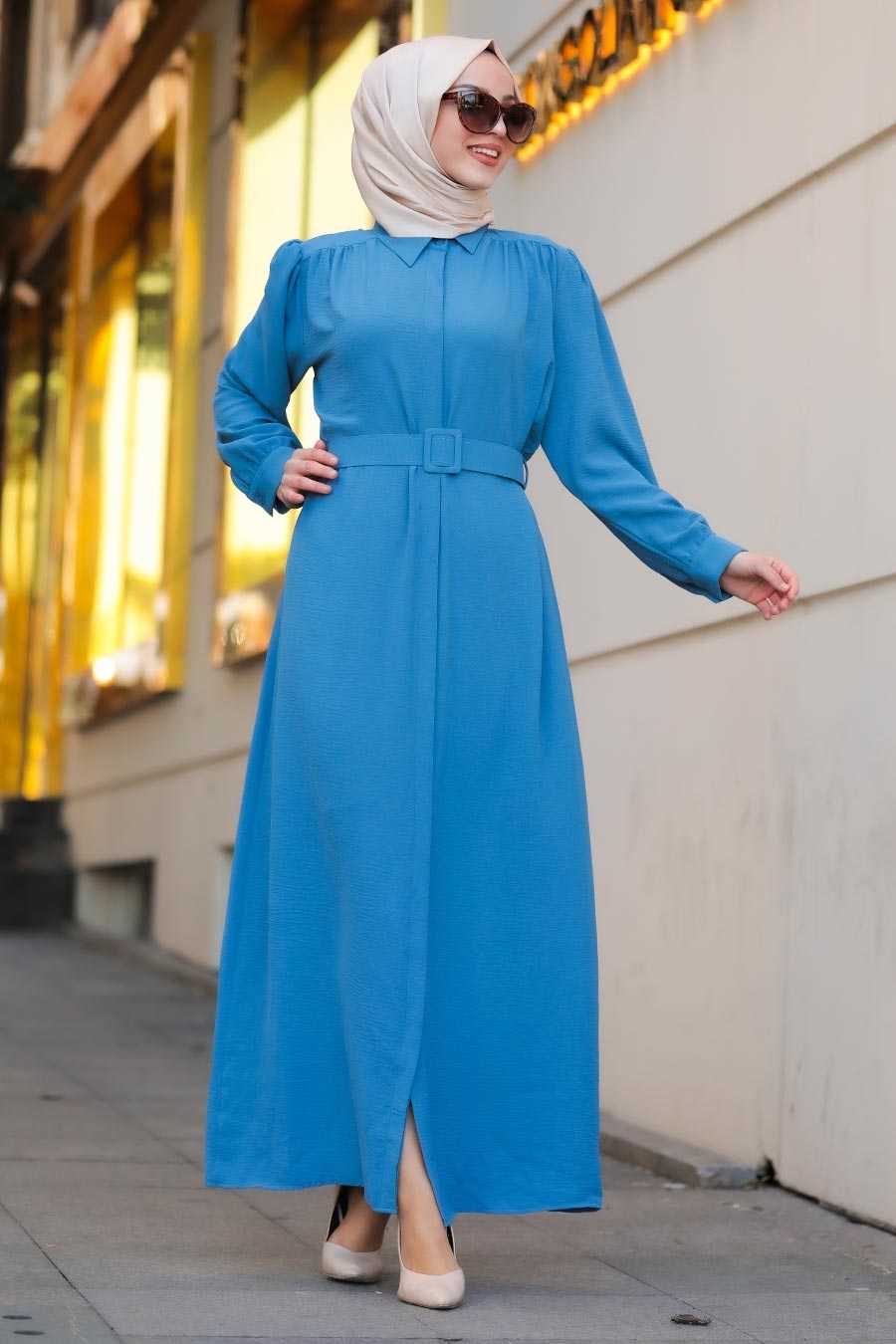 İndigo Blue Hijab Dress 10062IM - Neva-style.com