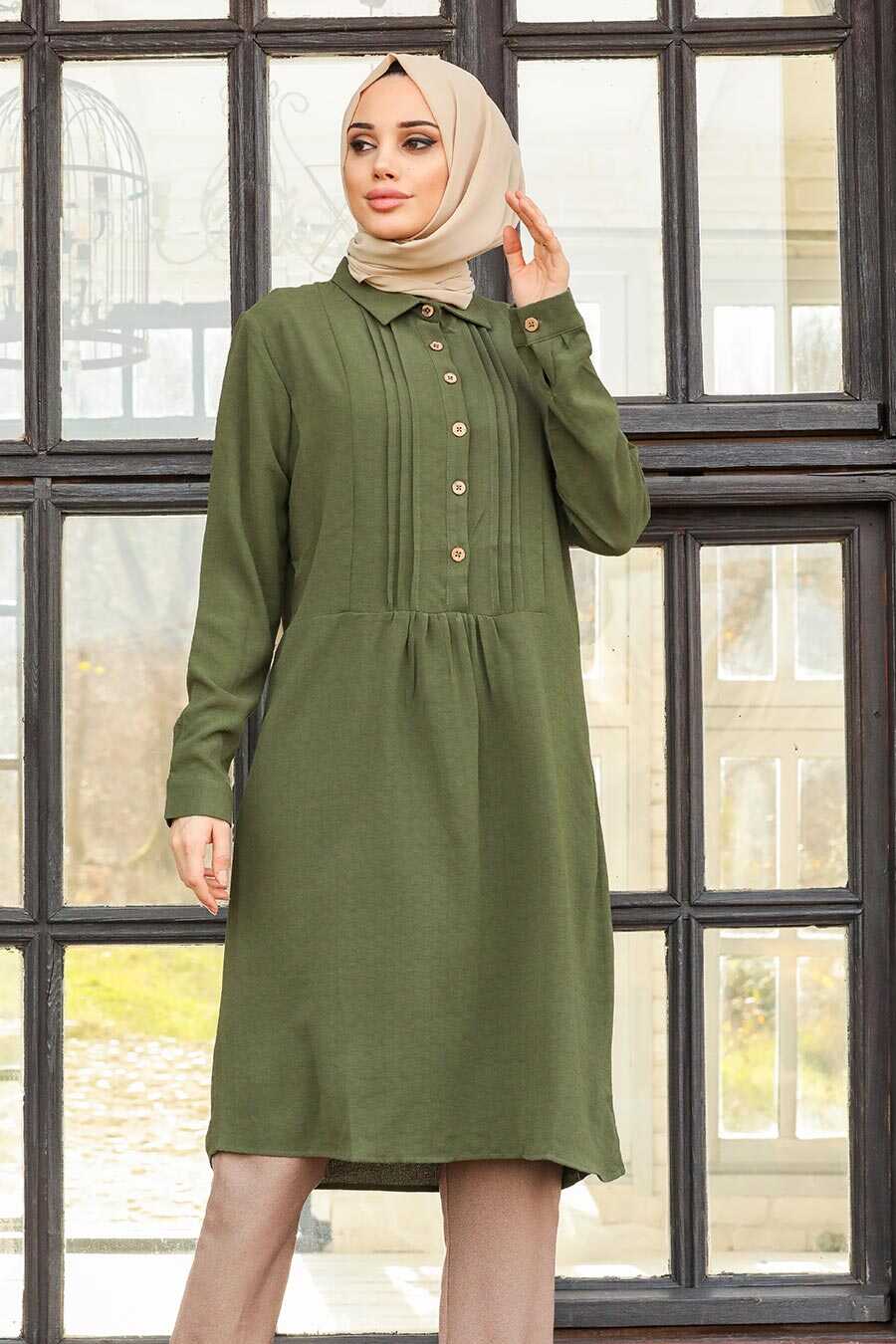 Khaki Hijab Tunic 20128HK - Neva-style.com