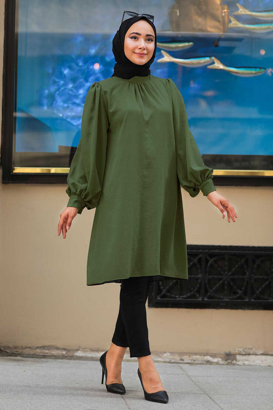 Khaki Hijab Tunic 23790HK - Neva-style.com