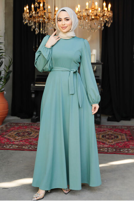 Modest Almond Green Dress For Plus Size 23101CY - NEVA STYLE