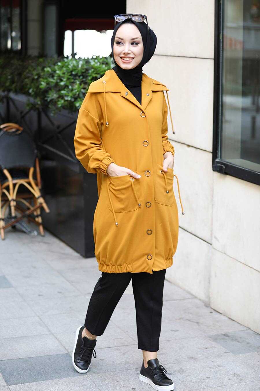 Mustard Hijab Coat 8861HR