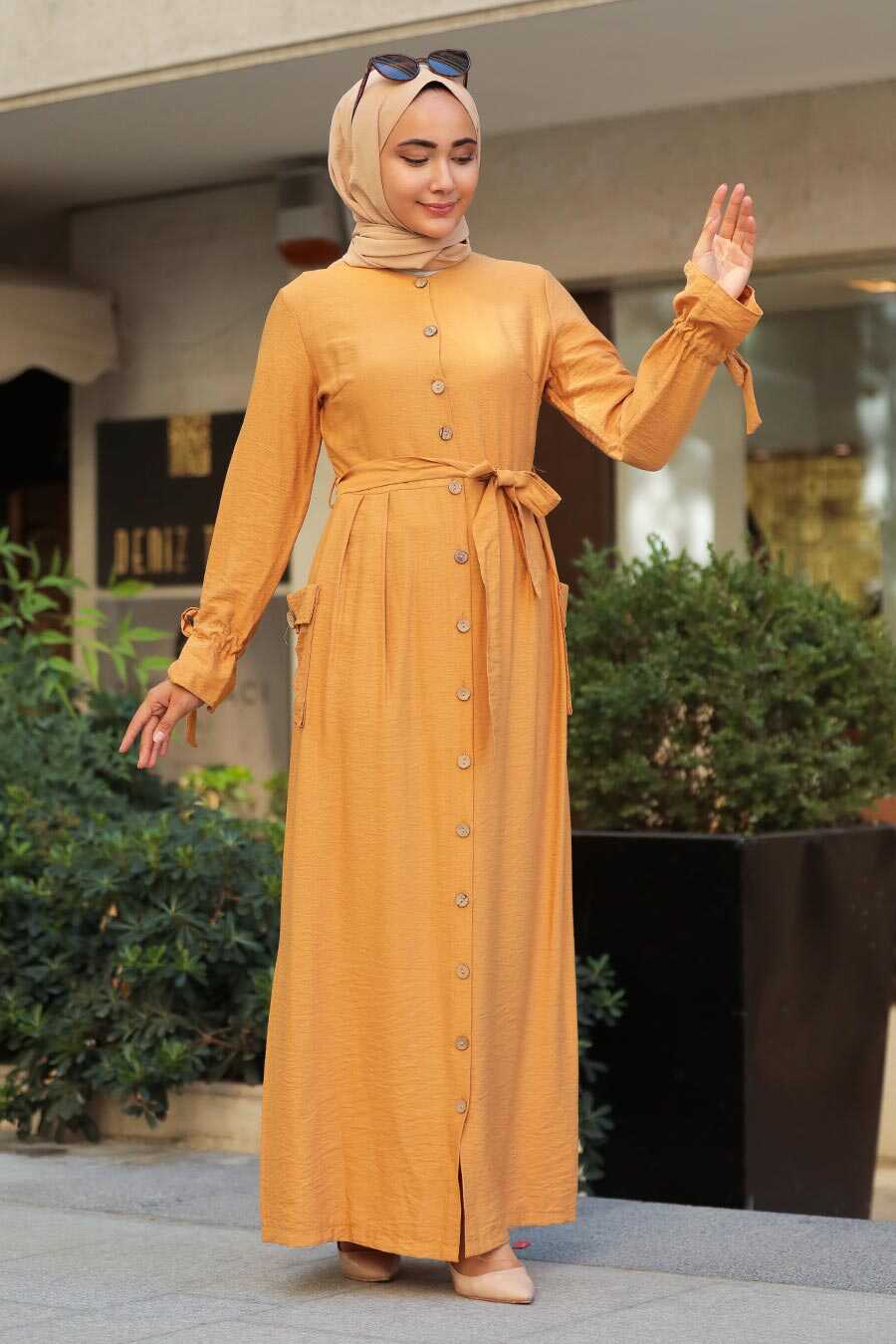 Mustard Hijab Dress 3335HR