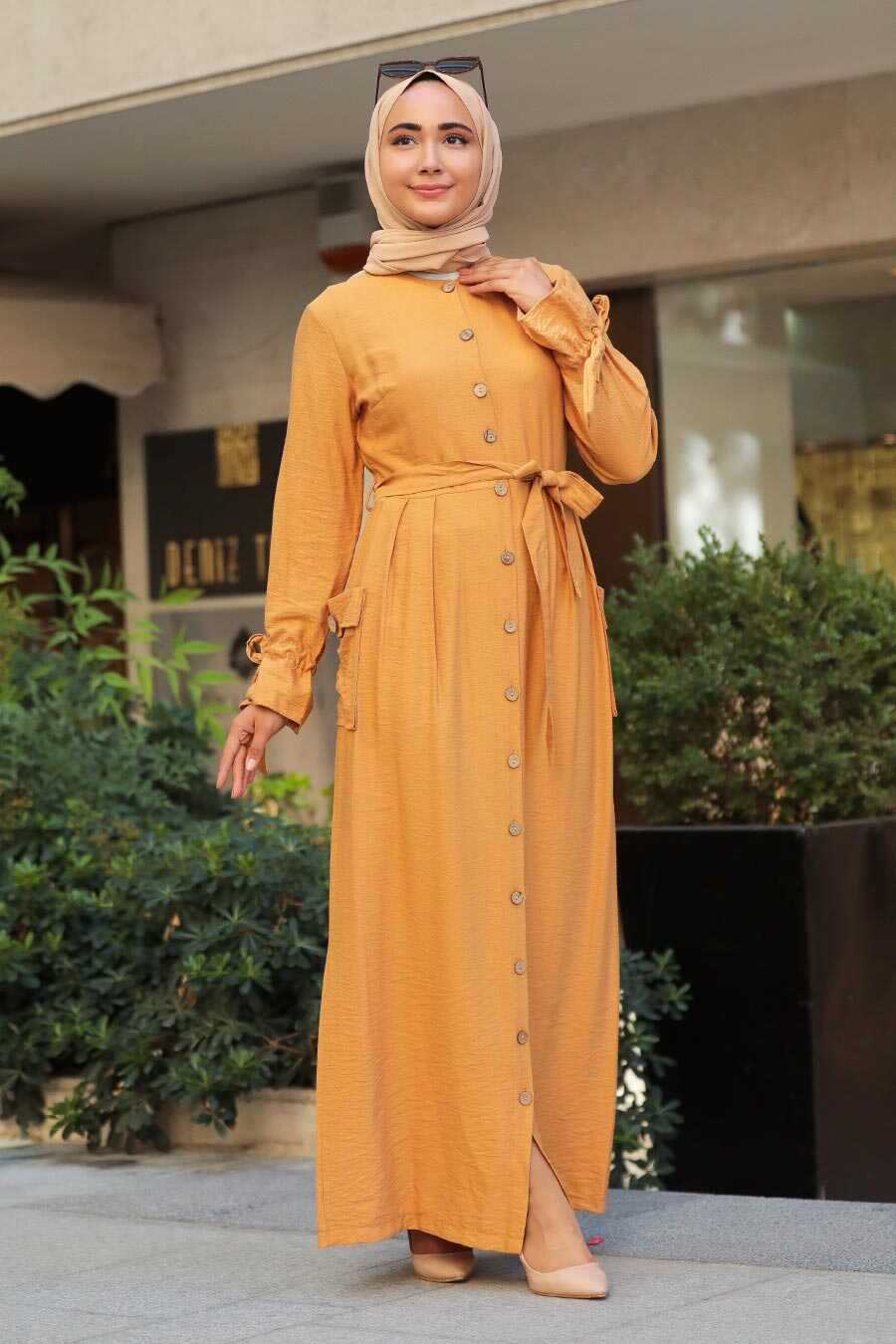 Mustard Hijab Dress 3335HR