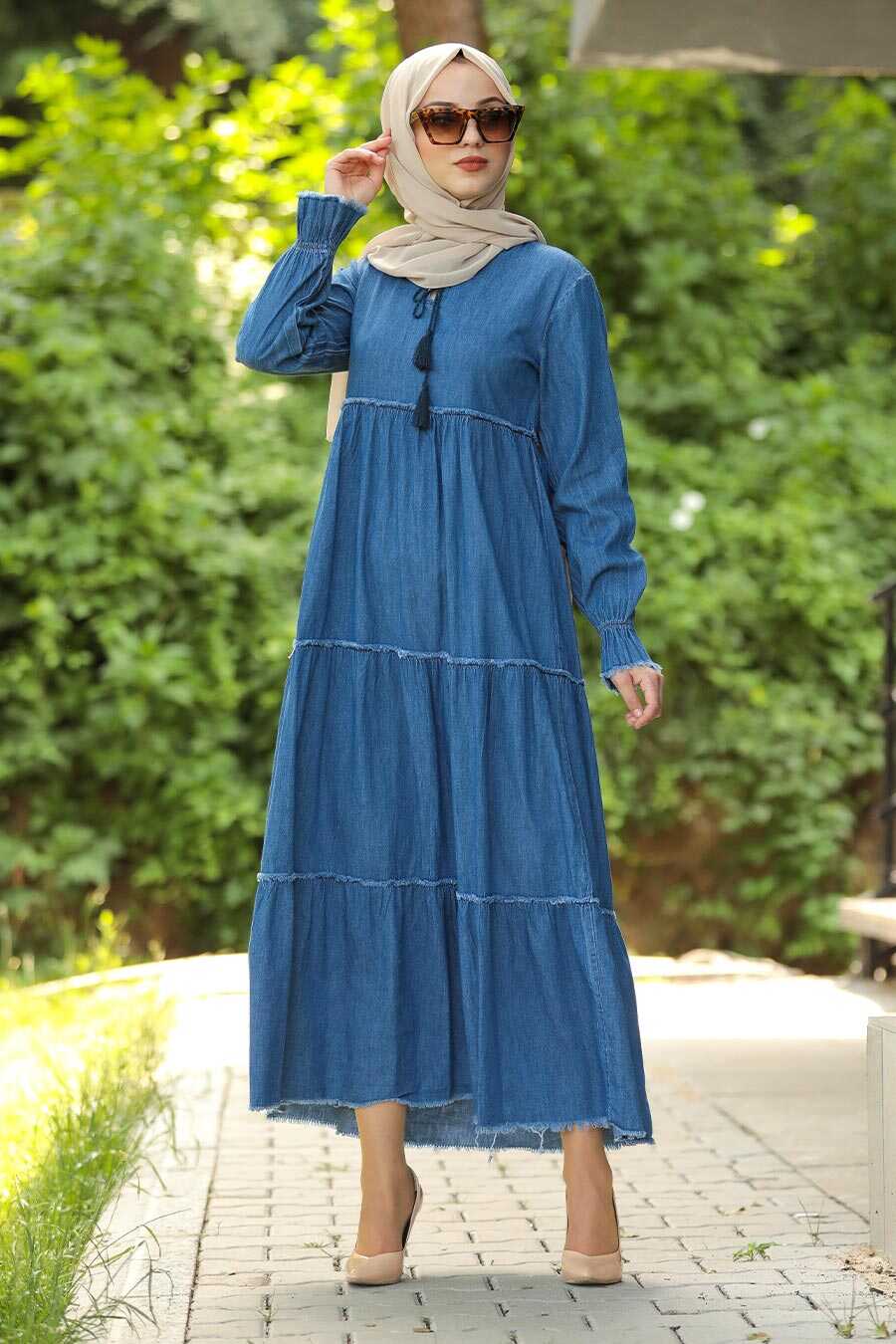 Navy Blue Hijab Daily Dress 429L - Neva-style.com