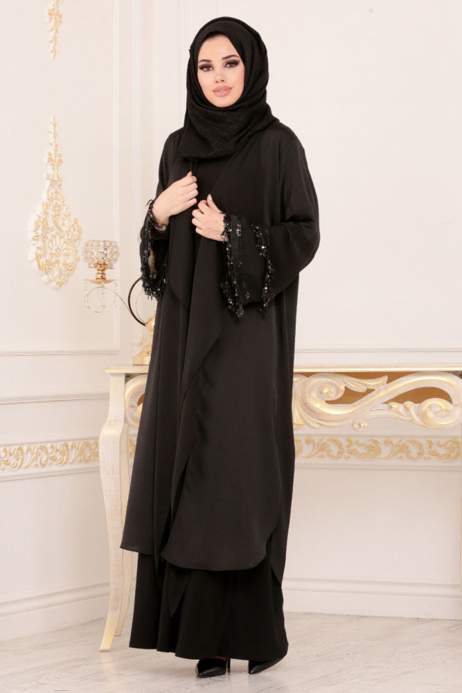 Neva Style - Black Hijab Abaya 8871S - Neva-style.com