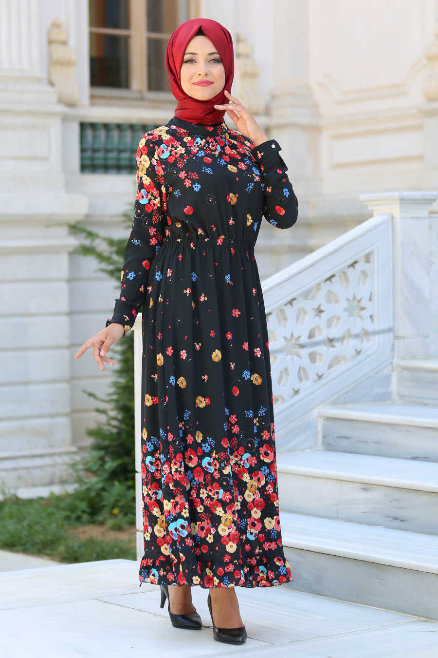 Neva Style - Black Hijab Dress 590S - Neva-style.com