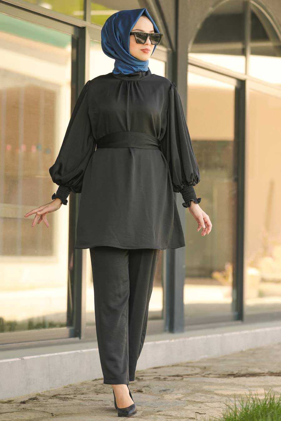 Black Hijab Dual Suit Dress 1168S - Neva-style.com