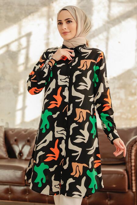  Black Long Sleeve Tunic 11626S - NEVA STYLE