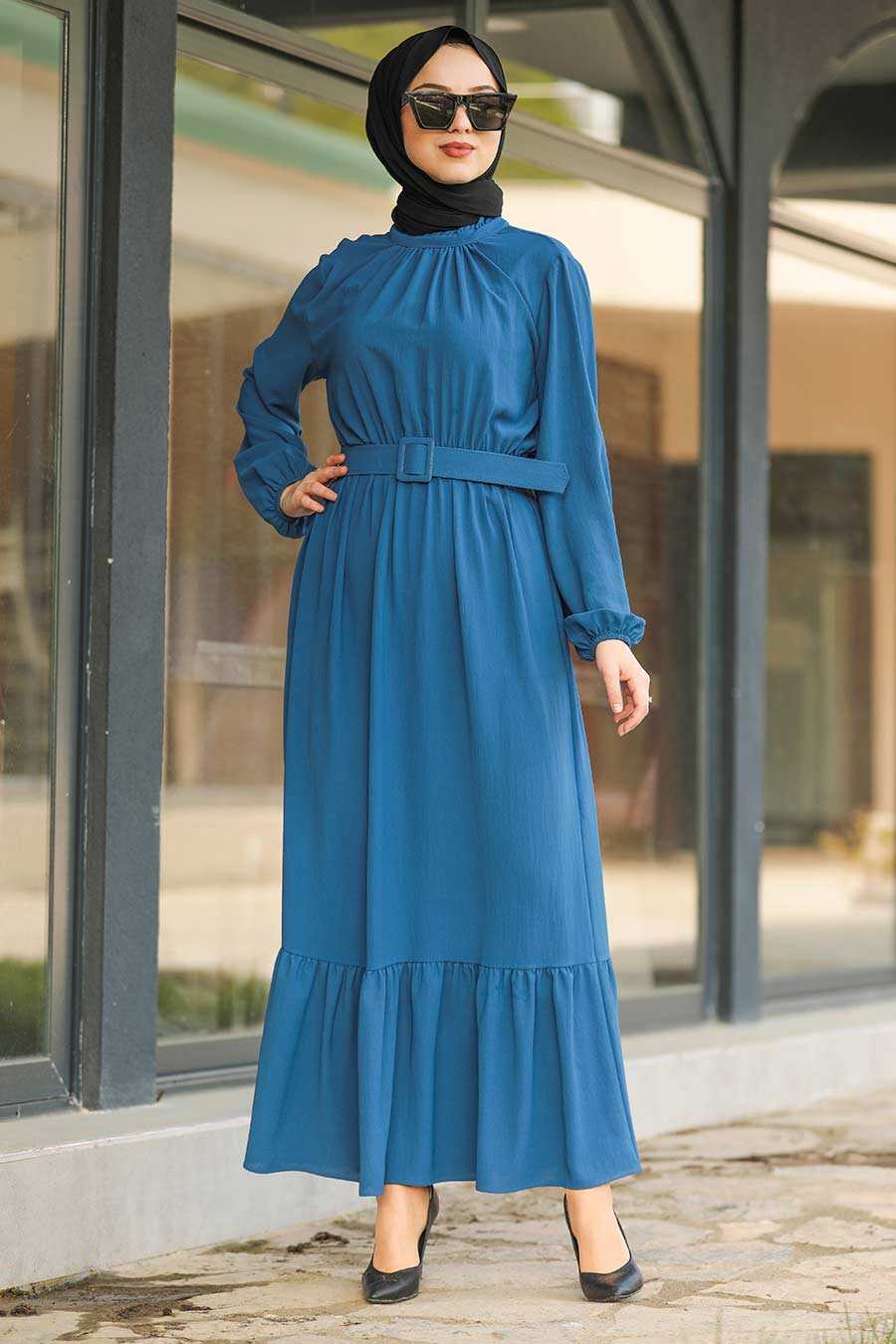 Neva Style - Indigo Blue Hijab Daily Dress 1137IM - Neva-style.com